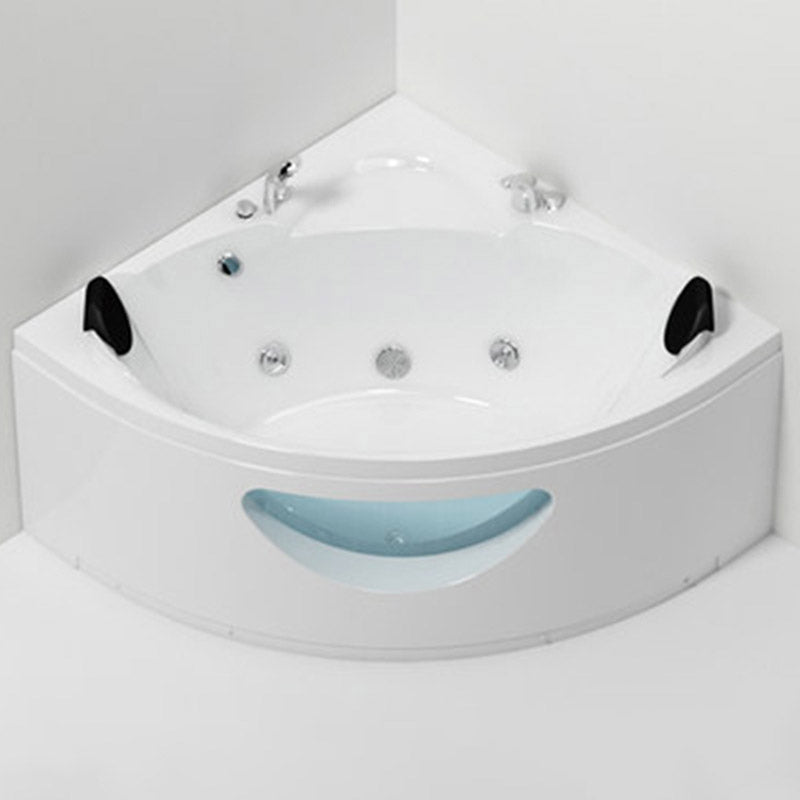 Contemporary Acrylic Corner Bath Tub White Tub with Internal Drain
