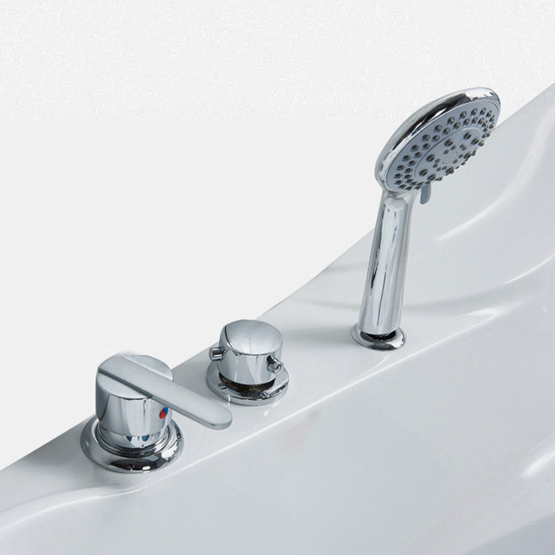 Contemporary Acrylic Corner Bath Tub White Tub with Internal Drain