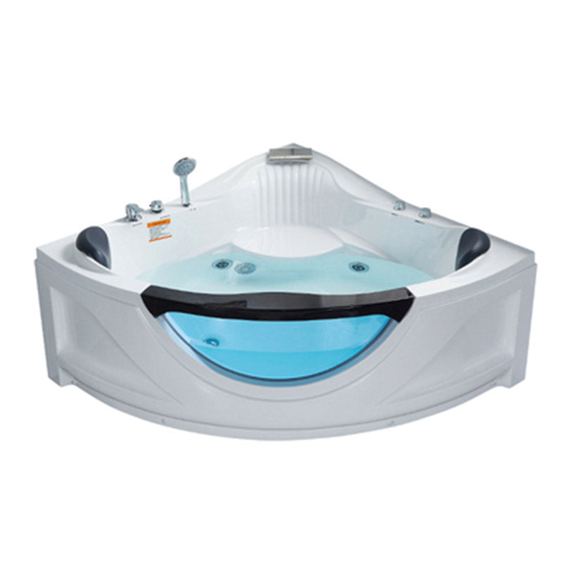 Contemporary Acrylic Corner Bath Tub White Tub with Internal Drain