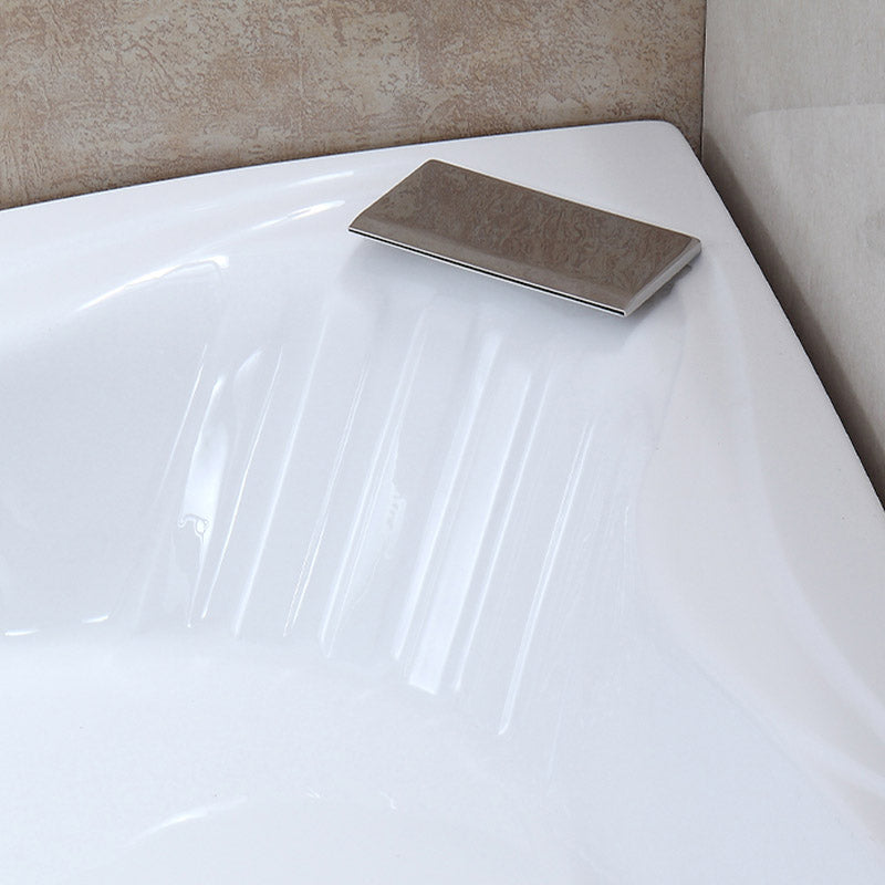 Contemporary Acrylic Corner Bath Tub White Tub with Internal Drain