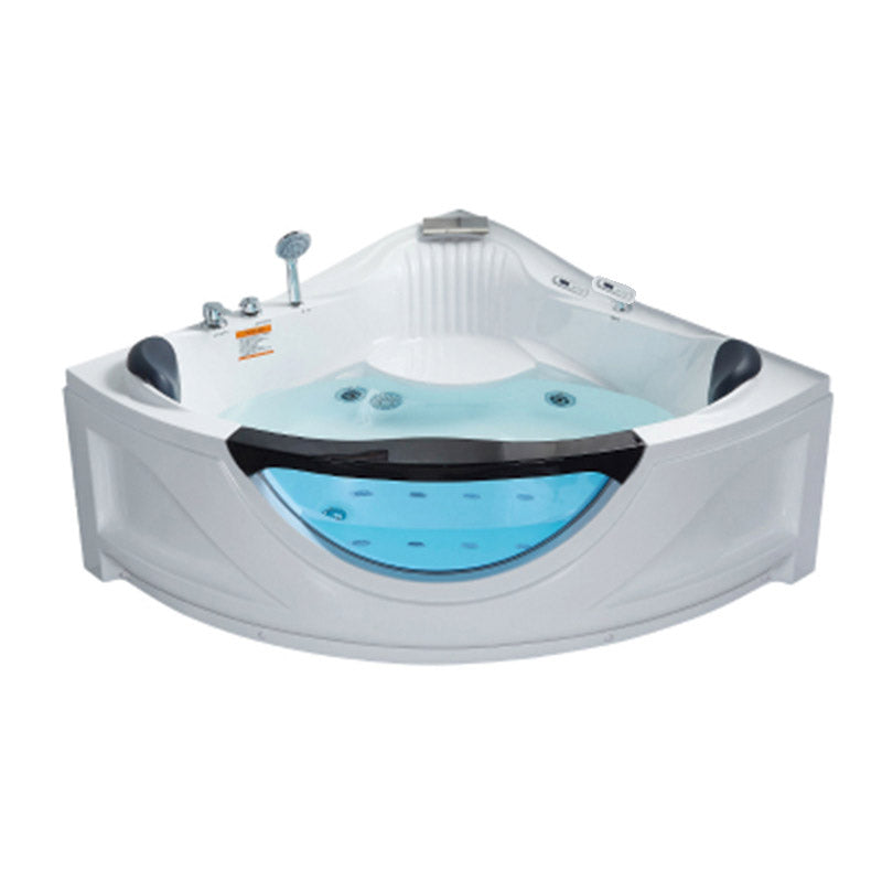 Contemporary Acrylic Corner Bath Tub White Tub with Internal Drain