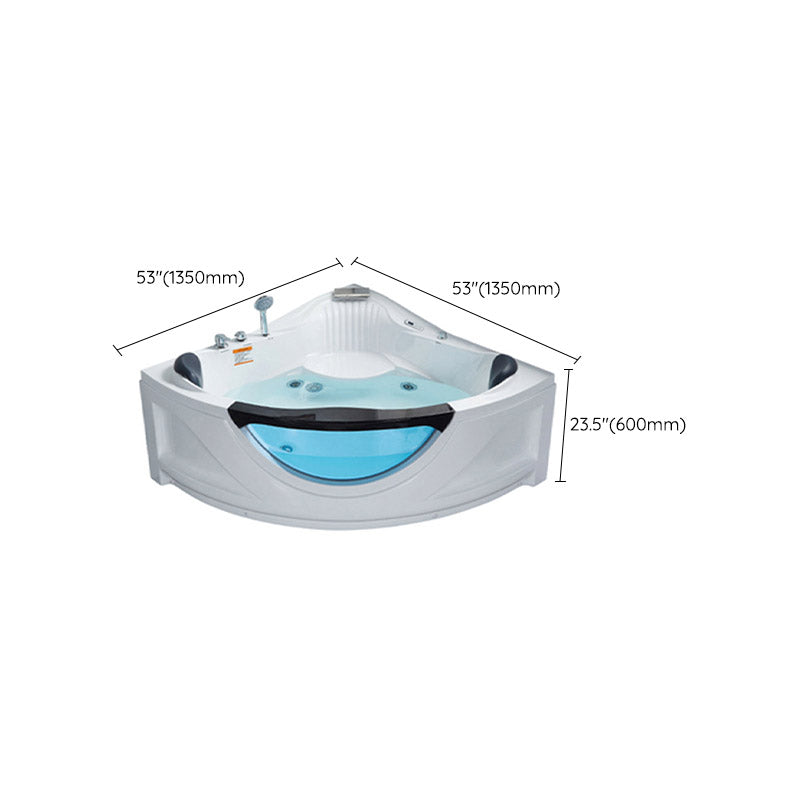 Contemporary Acrylic Corner Bath Tub White Tub with Internal Drain