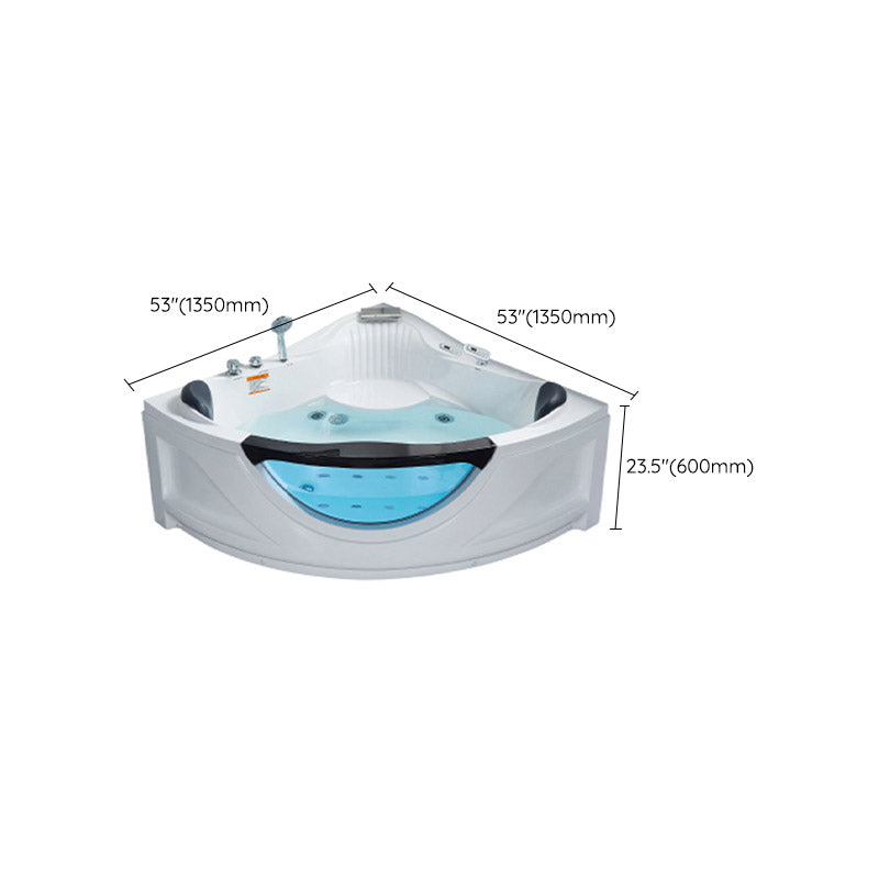Contemporary Acrylic Corner Bath Tub White Tub with Internal Drain