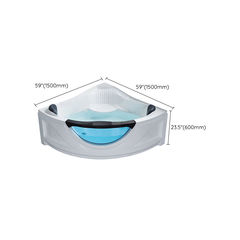 Contemporary Acrylic Corner Bath Tub White Tub with Internal Drain