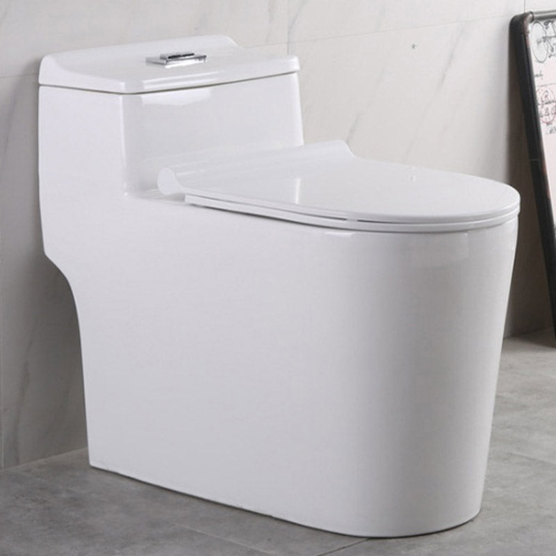 Modern White Flush Toilet Floor Mounted Toilet Bowl with Slow Close Seat for Washroom