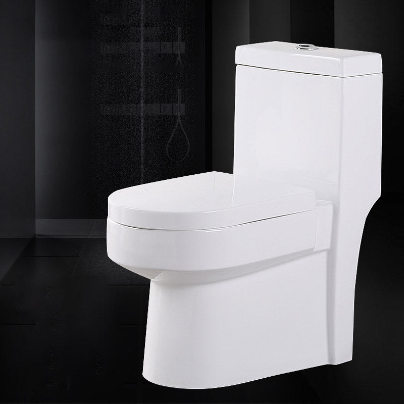 Modern White Flush Toilet Floor Mounted Toilet Bowl with Slow Close Seat for Washroom