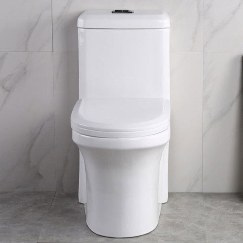 Modern White Flush Toilet Floor Mounted Toilet Bowl with Slow Close Seat for Washroom