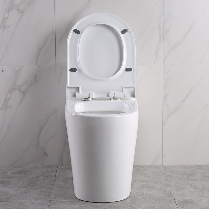Modern White Flush Toilet Floor Mounted Toilet Bowl with Slow Close Seat for Washroom