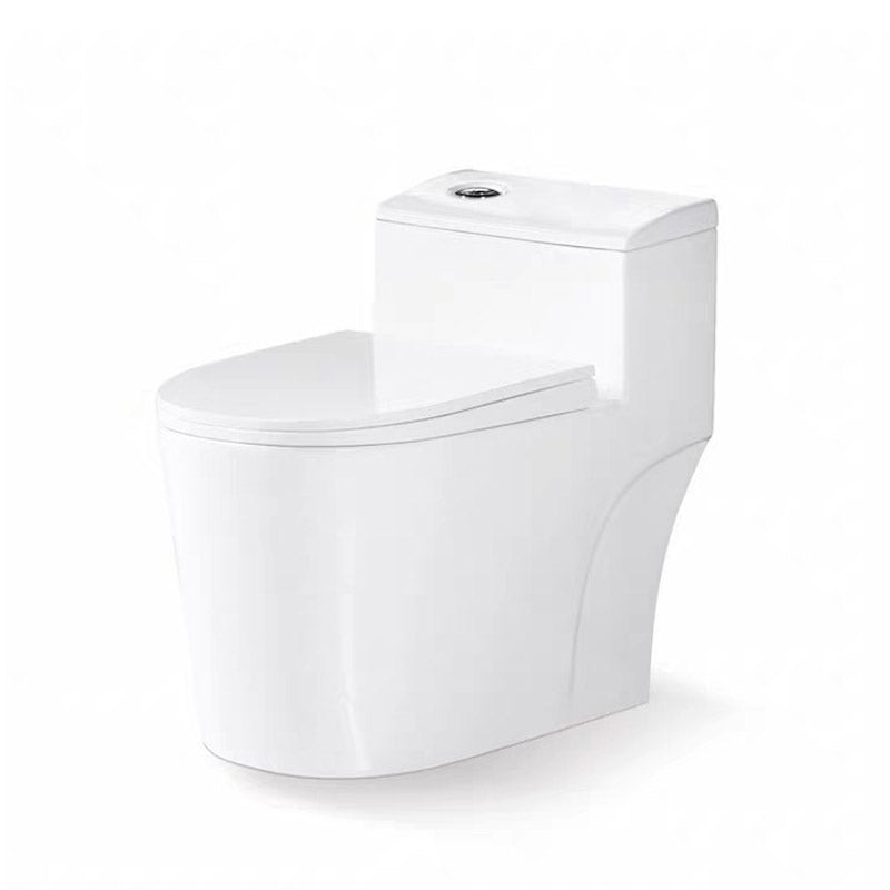 Modern White Flush Toilet Floor Mounted Toilet Bowl with Slow Close Seat for Washroom