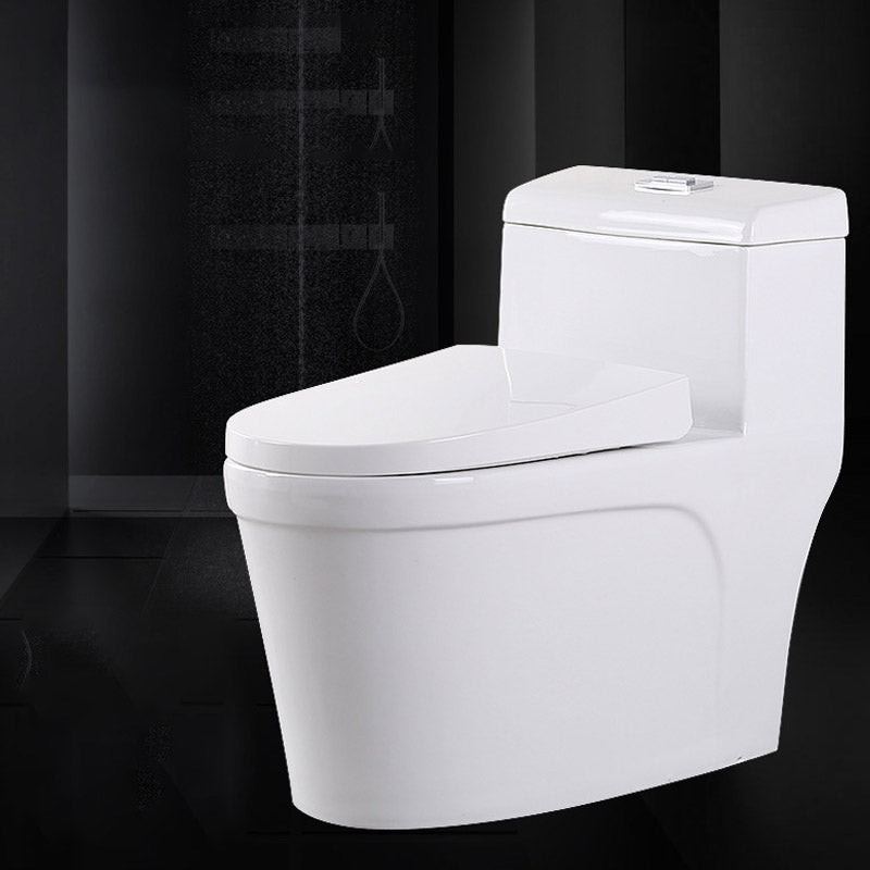 Modern White Flush Toilet Floor Mounted Toilet Bowl with Slow Close Seat for Washroom