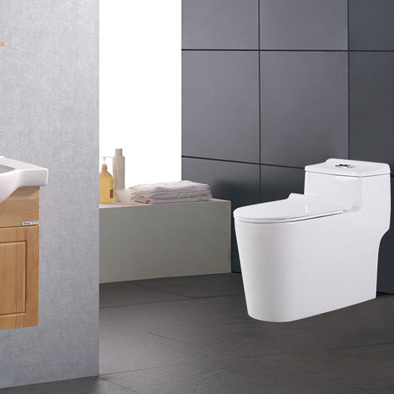 Modern White Flush Toilet Floor Mounted Toilet Bowl with Slow Close Seat for Washroom