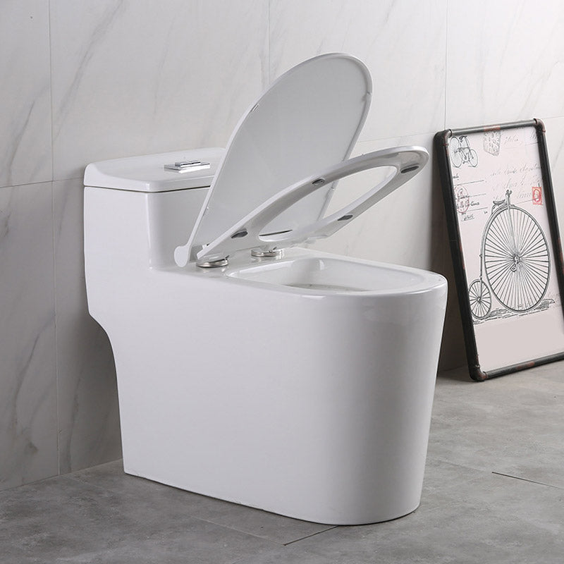 Modern White Flush Toilet Floor Mounted Toilet Bowl with Slow Close Seat for Washroom