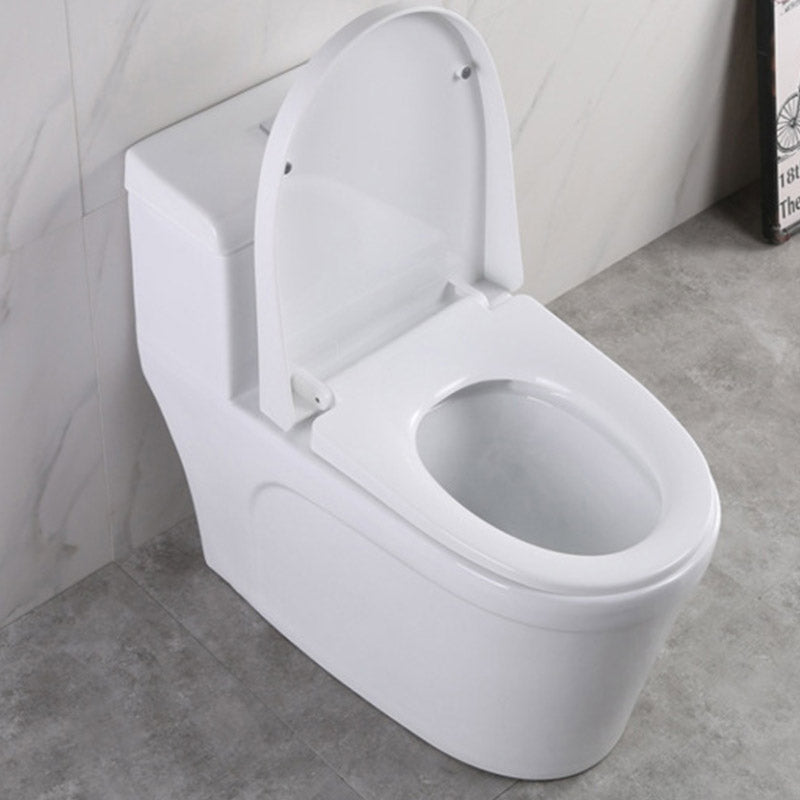 Modern White Flush Toilet Floor Mounted Toilet Bowl with Slow Close Seat for Washroom