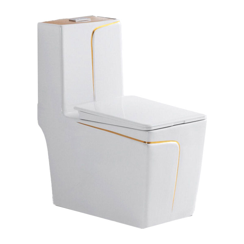 Skirted Flush Toilet Floor Mount Traditional One-Piece Toilet with Slow Close Seat