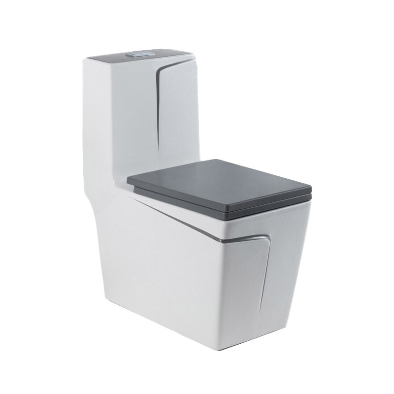 Skirted Flush Toilet Floor Mount Traditional One-Piece Toilet with Slow Close Seat
