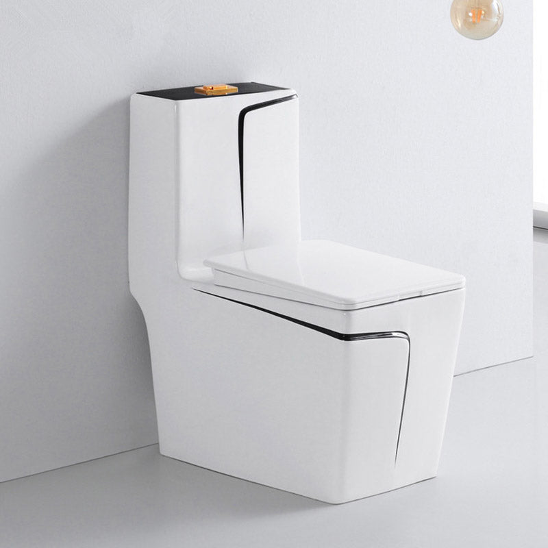Skirted Flush Toilet Floor Mount Traditional One-Piece Toilet with Slow Close Seat