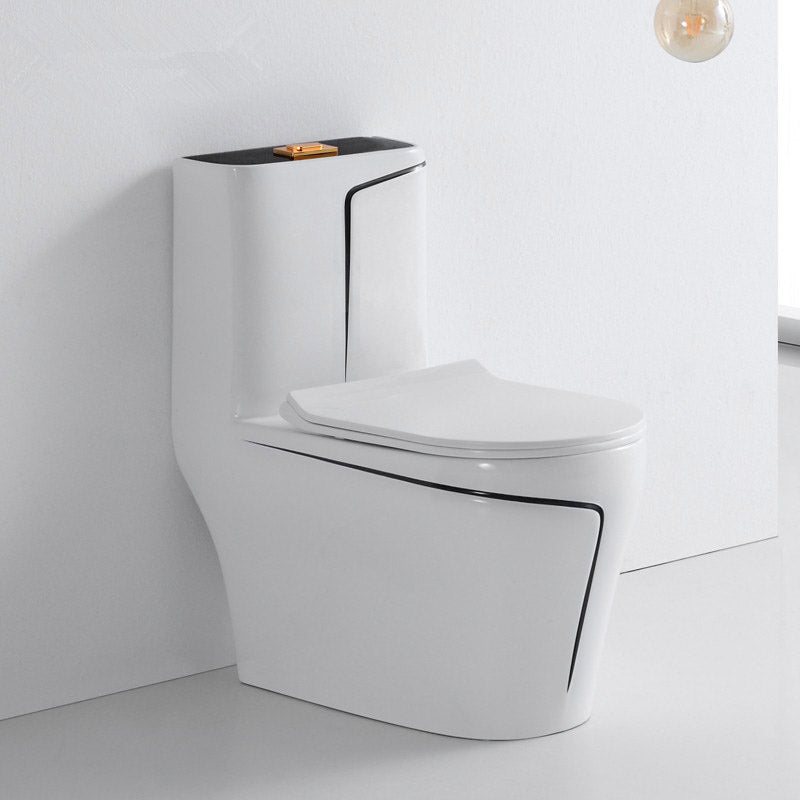 Skirted Flush Toilet Floor Mount Traditional One-Piece Toilet with Slow Close Seat