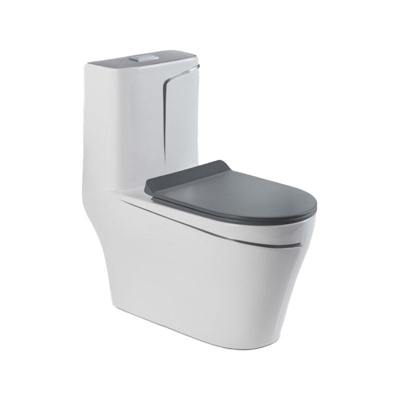 Skirted Flush Toilet Floor Mount Traditional One-Piece Toilet with Slow Close Seat