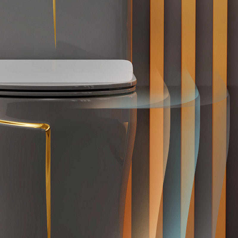 Skirted Flush Toilet Floor Mount Traditional One-Piece Toilet with Slow Close Seat