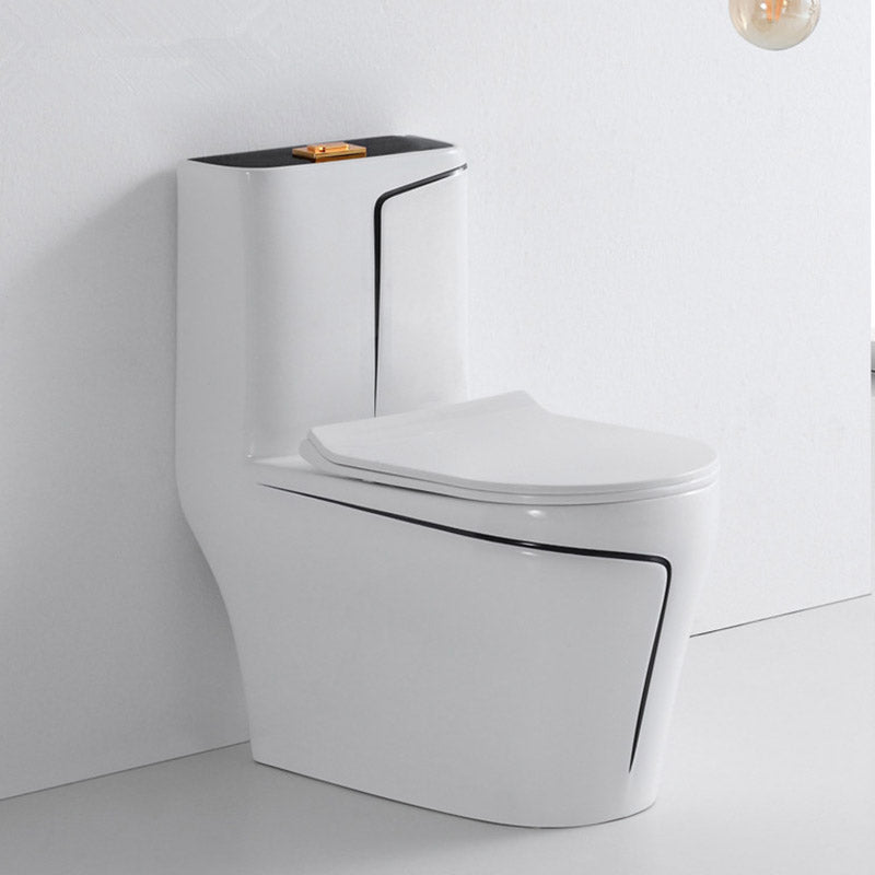 Skirted Flush Toilet Floor Mount Traditional One-Piece Toilet with Slow Close Seat