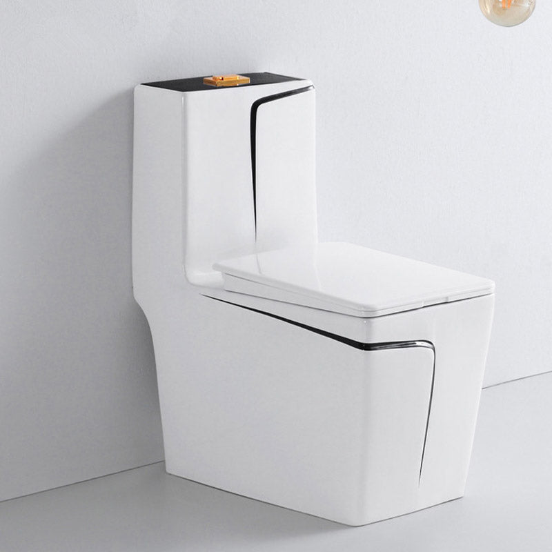 Skirted Flush Toilet Floor Mount Traditional One-Piece Toilet with Slow Close Seat