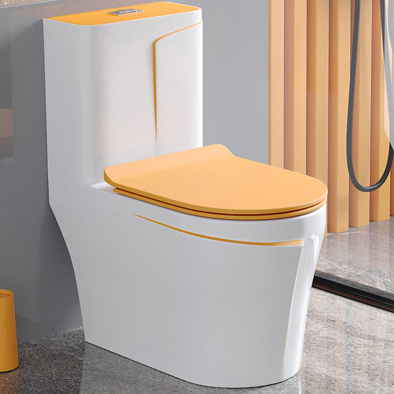 Skirted Flush Toilet Floor Mount Traditional One-Piece Toilet with Slow Close Seat