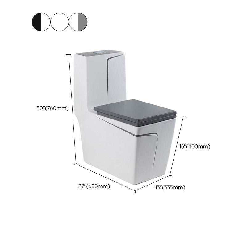 Skirted Flush Toilet Floor Mount Traditional One-Piece Toilet with Slow Close Seat