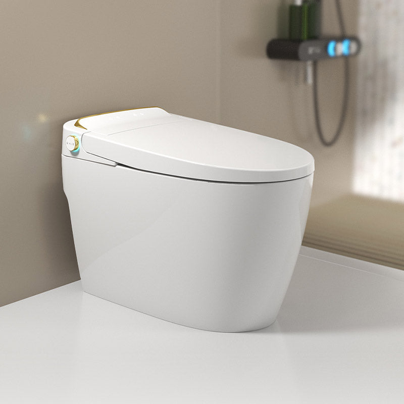 Modern White Concealed Tank Toilet Skirted ABS Floor Mounted Flush Toilet with Seat