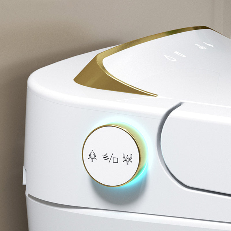 Modern White Concealed Tank Toilet Skirted ABS Floor Mounted Flush Toilet with Seat