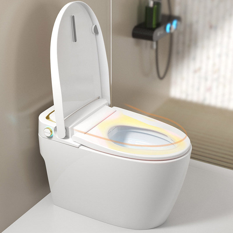 Modern White Concealed Tank Toilet Skirted ABS Floor Mounted Flush Toilet with Seat