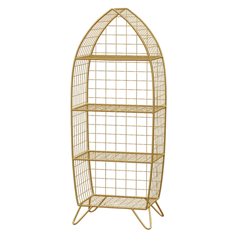 Glam Metal Bookshelf Closed Back Standard Bookcase with Shelves