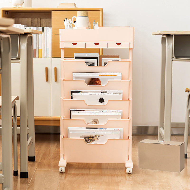 Contemporary Plastic Bookshelf Standard Closed Back Bookcase with Shelves