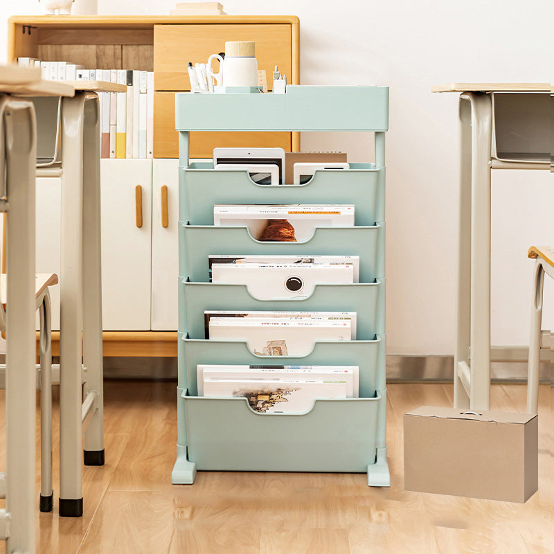 Contemporary Plastic Bookshelf Standard Closed Back Bookcase with Shelves