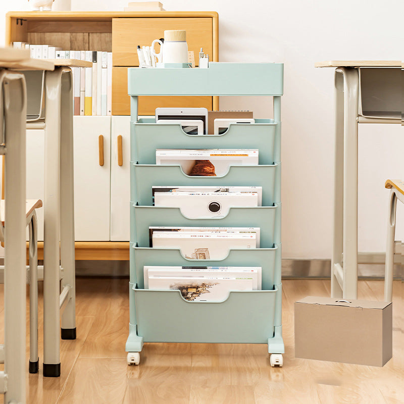 Contemporary Plastic Bookshelf Standard Closed Back Bookcase with Shelves