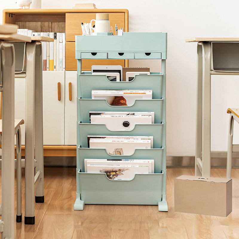 Contemporary Plastic Bookshelf Standard Closed Back Bookcase with Shelves