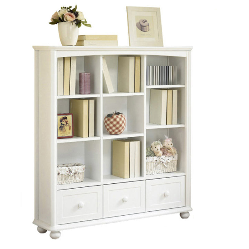 Closed Back Modern Bookcase Standard White Wooden Bookshelf with Shelves