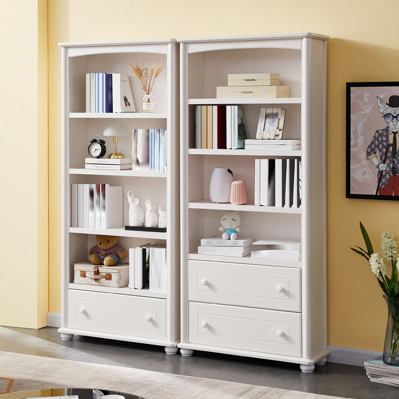 Closed Back Modern Bookcase Standard White Wooden Bookshelf with Shelves