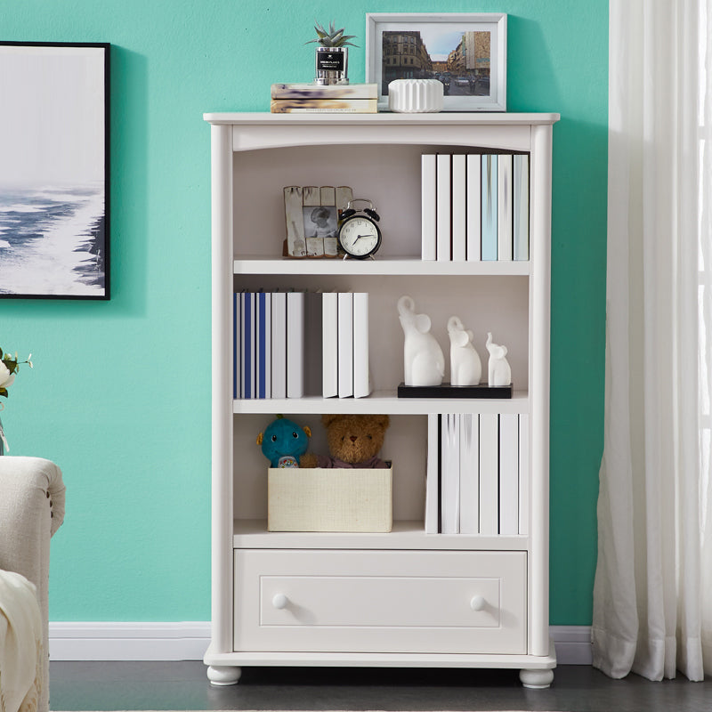 Closed Back Modern Bookcase Standard White Wooden Bookshelf with Shelves