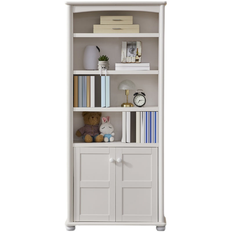 Closed Back Modern Bookcase Standard White Wooden Bookshelf with Shelves