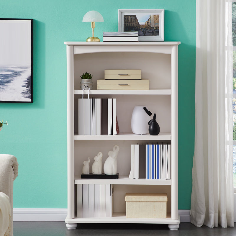 Closed Back Modern Bookcase Standard White Wooden Bookshelf with Shelves