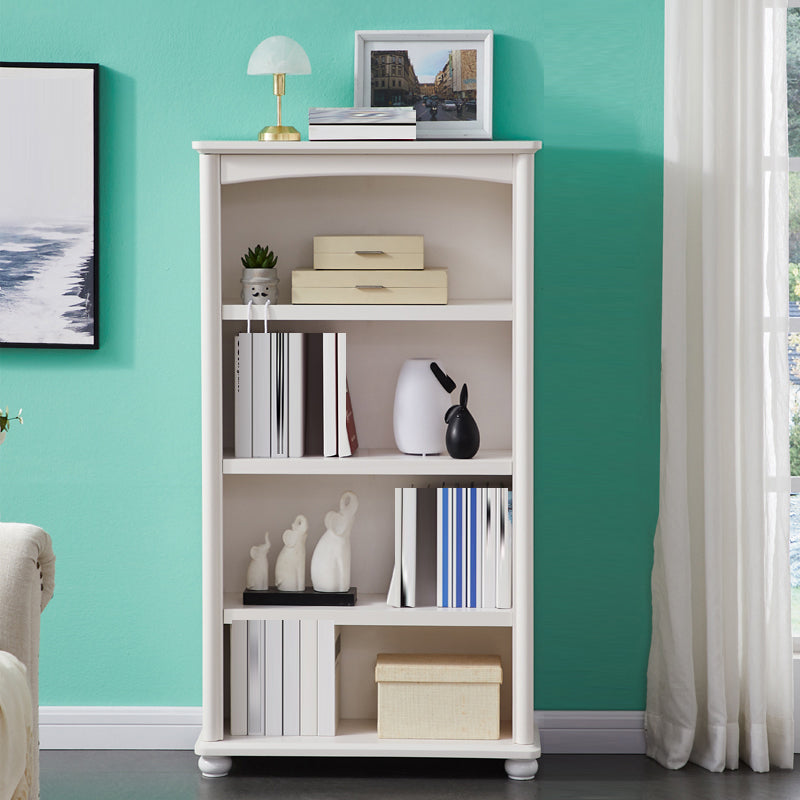 Closed Back Modern Bookcase Standard White Wooden Bookshelf with Shelves