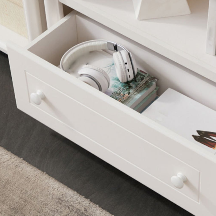 Closed Back Modern Bookcase Standard White Wooden Bookshelf with Shelves