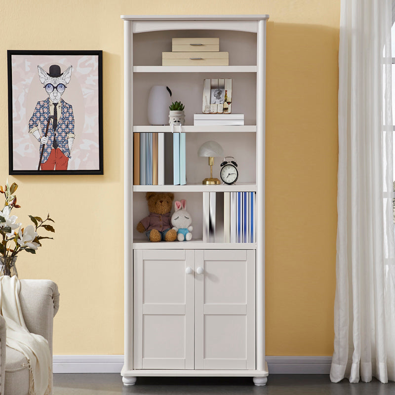 Closed Back Modern Bookcase Standard White Wooden Bookshelf with Shelves