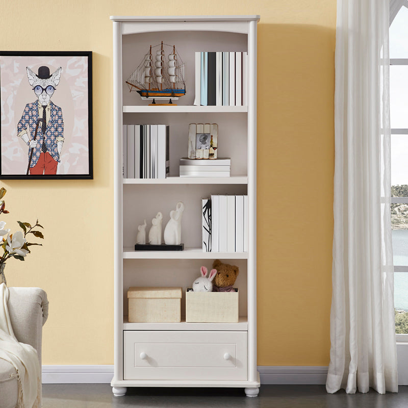 Closed Back Modern Bookcase Standard White Wooden Bookshelf with Shelves