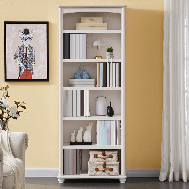 Closed Back Modern Bookcase Standard White Wooden Bookshelf with Shelves