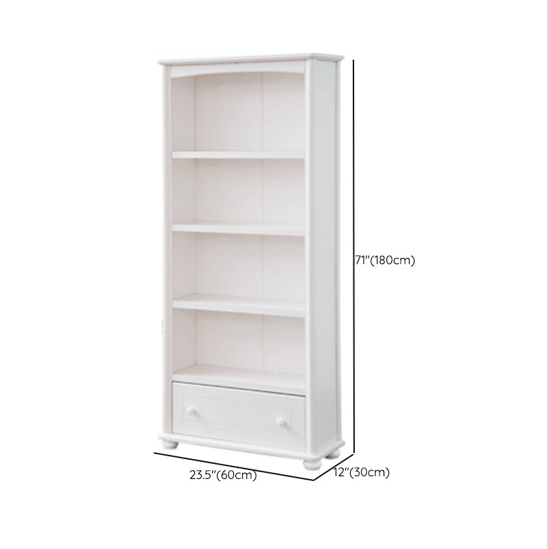 Closed Back Modern Bookcase Standard White Wooden Bookshelf with Shelves