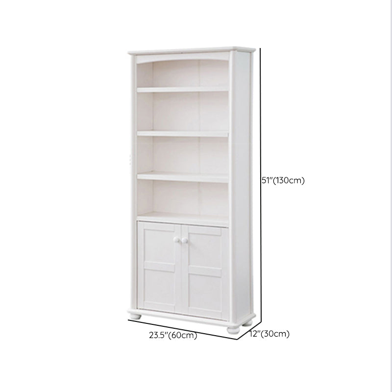 Closed Back Modern Bookcase Standard White Wooden Bookshelf with Shelves