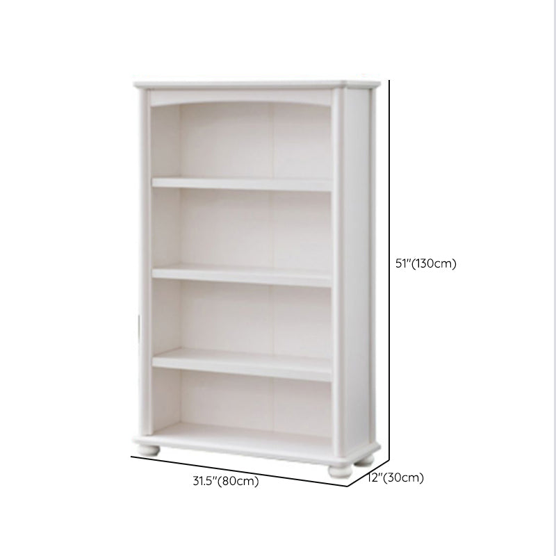 Closed Back Modern Bookcase Standard White Wooden Bookshelf with Shelves