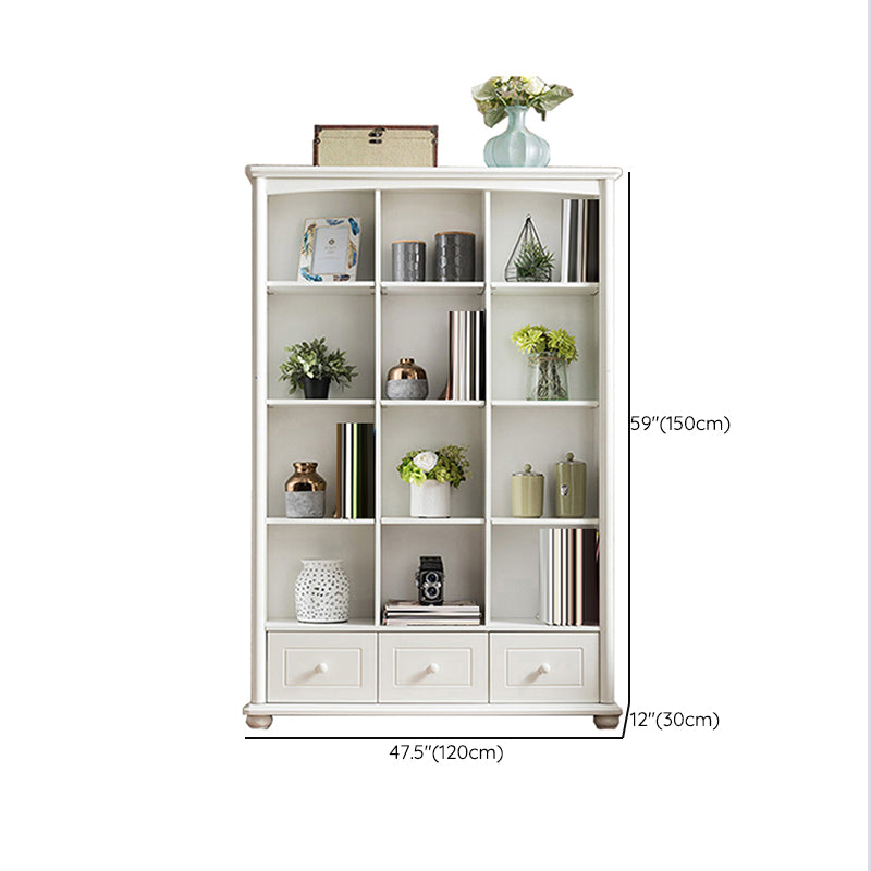 Closed Back Modern Bookcase Standard White Wooden Bookshelf with Shelves