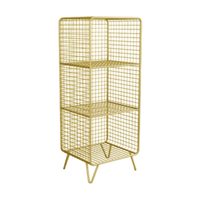 Glam Closed Back Bookcase Metal Standard Bookshelf with Shelves